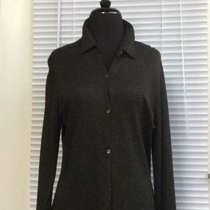 Heather grey buttoned down dress by Calvin Klein.